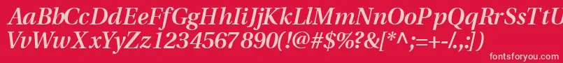 VeracitysskSemibolditalic Font – Pink Fonts on Red Background