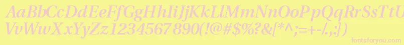 VeracitysskSemibolditalic-fontti – vaaleanpunaiset fontit keltaisella taustalla