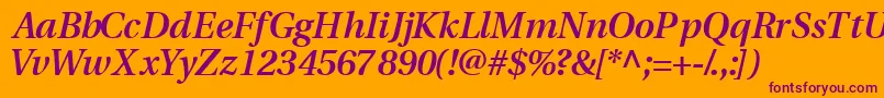 VeracitysskSemibolditalic-fontti – violetit fontit oranssilla taustalla