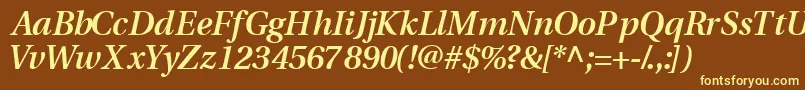 VeracitysskSemibolditalic-fontti – keltaiset fontit ruskealla taustalla