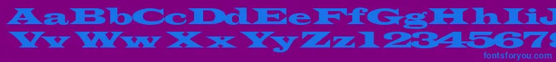 Transverseexpandedssk-Schriftart – Blaue Schriften auf violettem Hintergrund