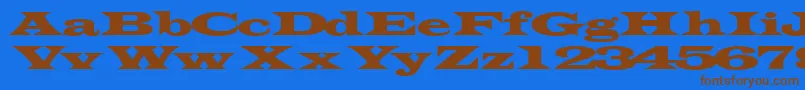 フォントTransverseexpandedssk – 茶色の文字が青い背景にあります。