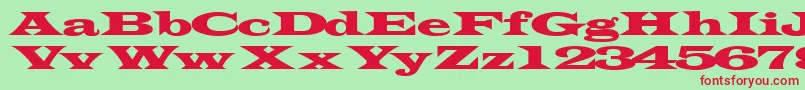 Transverseexpandedssk-Schriftart – Rote Schriften auf grünem Hintergrund