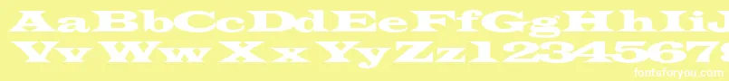 Transverseexpandedssk-Schriftart – Weiße Schriften auf gelbem Hintergrund