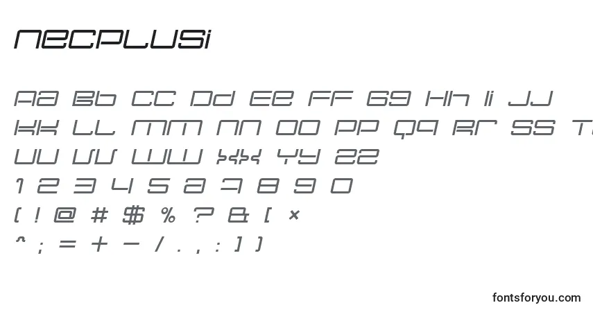 A fonte Necplusi – alfabeto, números, caracteres especiais