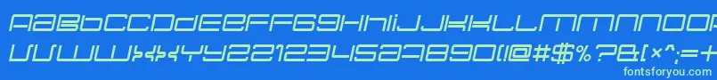 Necplusi Font – Green Fonts on Blue Background