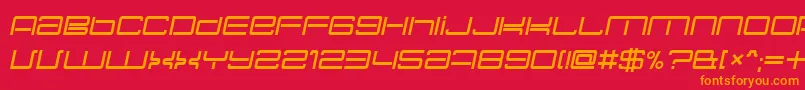 Necplusi Font – Orange Fonts on Red Background