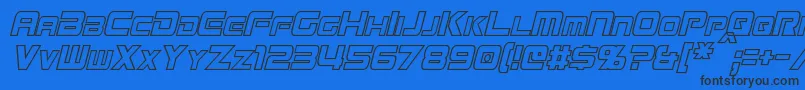 Шрифт MissionGtRCondensedHollowItalic – чёрные шрифты на синем фоне