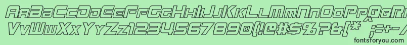 MissionGtRCondensedHollowItalic Font – Black Fonts on Green Background