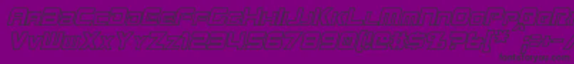 MissionGtRCondensedHollowItalic-fontti – mustat fontit violetilla taustalla