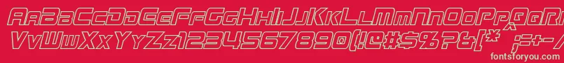 MissionGtRCondensedHollowItalic Font – Green Fonts on Red Background