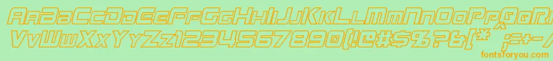 MissionGtRCondensedHollowItalic Font – Orange Fonts on Green Background