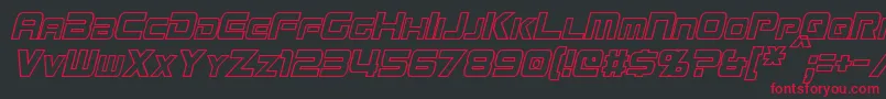 MissionGtRCondensedHollowItalic Font – Red Fonts on Black Background