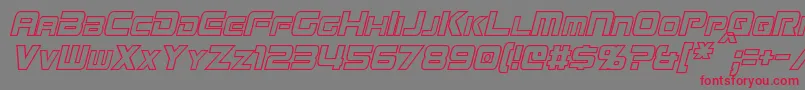 フォントMissionGtRCondensedHollowItalic – 赤い文字の灰色の背景