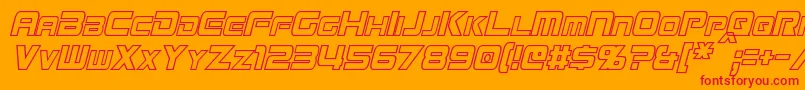 フォントMissionGtRCondensedHollowItalic – オレンジの背景に赤い文字
