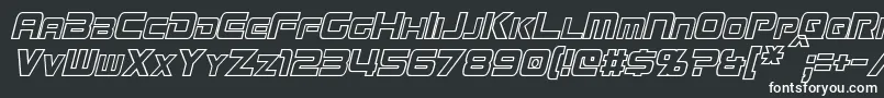 MissionGtRCondensedHollowItalic-fontti – valkoiset fontit mustalla taustalla