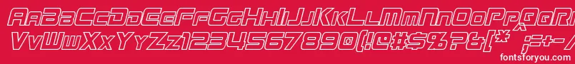 MissionGtRCondensedHollowItalic Font – White Fonts on Red Background