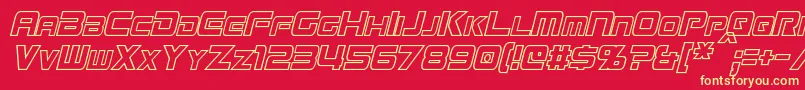 MissionGtRCondensedHollowItalic Font – Yellow Fonts on Red Background