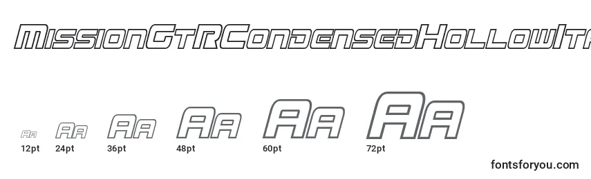 MissionGtRCondensedHollowItalic Font Sizes