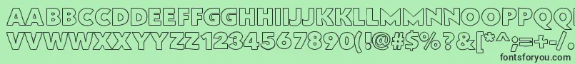 フォントFlatbreadoutline – 緑の背景に黒い文字