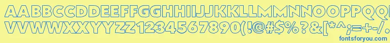 フォントFlatbreadoutline – 青い文字が黄色の背景にあります。