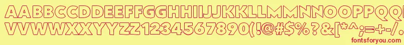 Flatbreadoutline-Schriftart – Rote Schriften auf gelbem Hintergrund