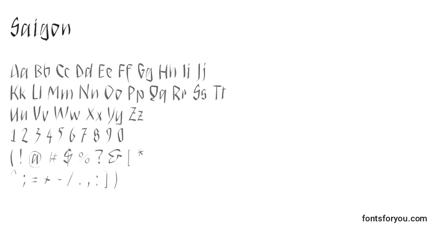 Saigon-fontti – aakkoset, numerot, erikoismerkit