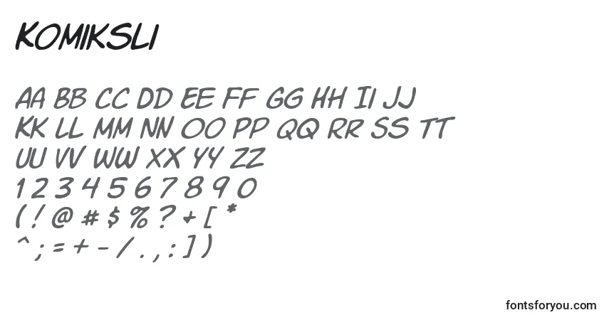 Шрифт Komiksli – алфавит, цифры, специальные символы