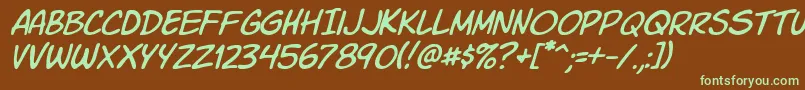 Komiksli Font – Green Fonts on Brown Background