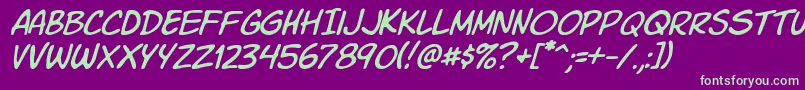 Komiksli Font – Green Fonts on Purple Background