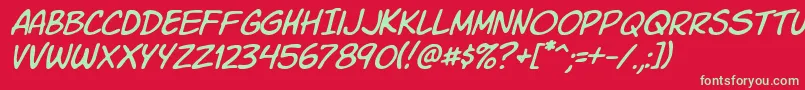 Komiksli-fontti – vihreät fontit punaisella taustalla