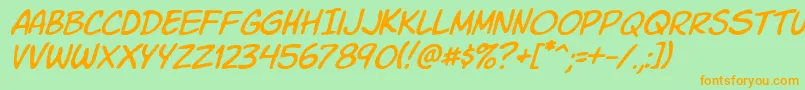 Komiksli Font – Orange Fonts on Green Background