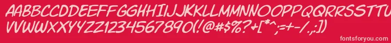 Komiksli-fontti – vaaleanpunaiset fontit punaisella taustalla