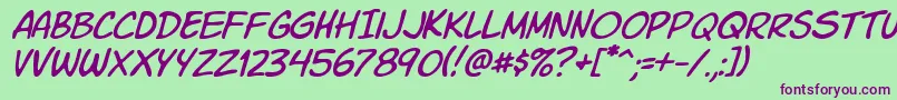 Komiksli Font – Purple Fonts on Green Background