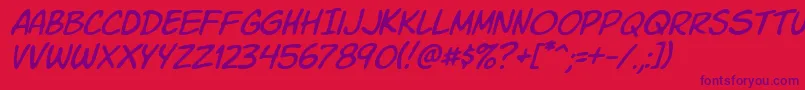 Komiksli Font – Purple Fonts on Red Background