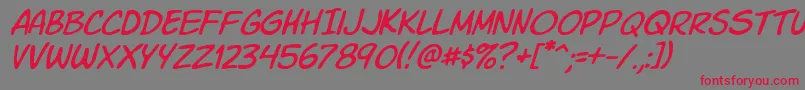 Komiksli-fontti – punaiset fontit harmaalla taustalla