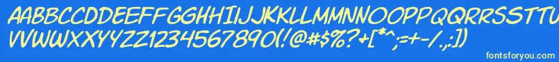 Komiksli Font – Yellow Fonts on Blue Background