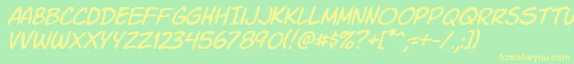 Komiksli Font – Yellow Fonts on Green Background