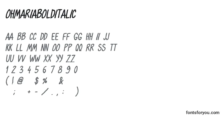 Шрифт OhmariaBoldItalic – алфавит, цифры, специальные символы