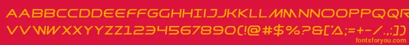 フォントPrometheansemital – 赤い背景にオレンジの文字