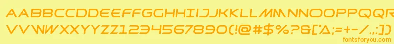 フォントPrometheansemital – オレンジの文字が黄色の背景にあります。