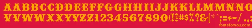 フォントBigtop ffy – 赤い背景にオレンジの文字