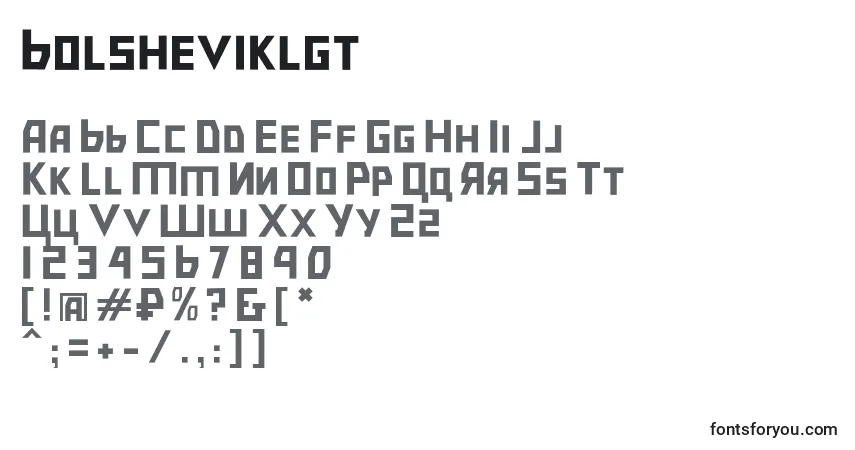A fonte Bolsheviklgt – alfabeto, números, caracteres especiais