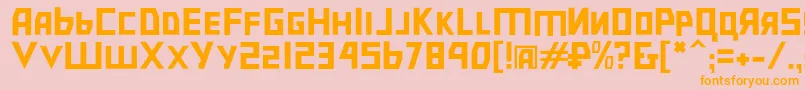 フォントBolsheviklgt – オレンジの文字がピンクの背景にあります。