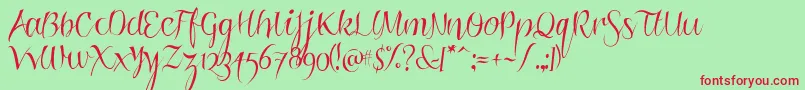 RoskriftClean Font – Red Fonts on Green Background