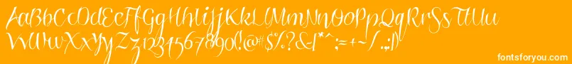 RoskriftClean-Schriftart – Weiße Schriften auf orangefarbenem Hintergrund