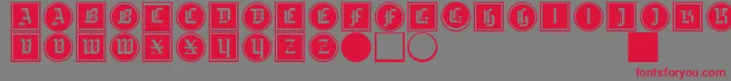 Gotikabuttonsdrei Font – Red Fonts on Gray Background