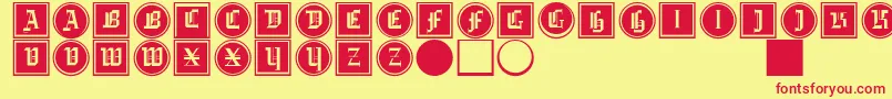 Gotikabuttonsdrei Font – Red Fonts on Yellow Background