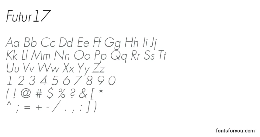Schriftart Futur17 – Alphabet, Zahlen, spezielle Symbole