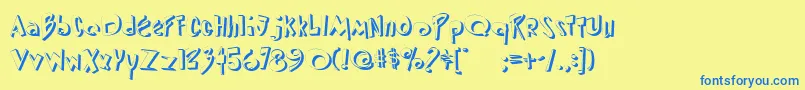 フォントDipedm – 青い文字が黄色の背景にあります。